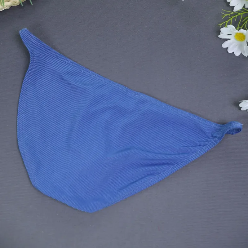 1pc Men Ribbing High Fork Underwear Brief U Convex Pouch Low Rise Panties Solid Color Breathable Comfortable Underpants