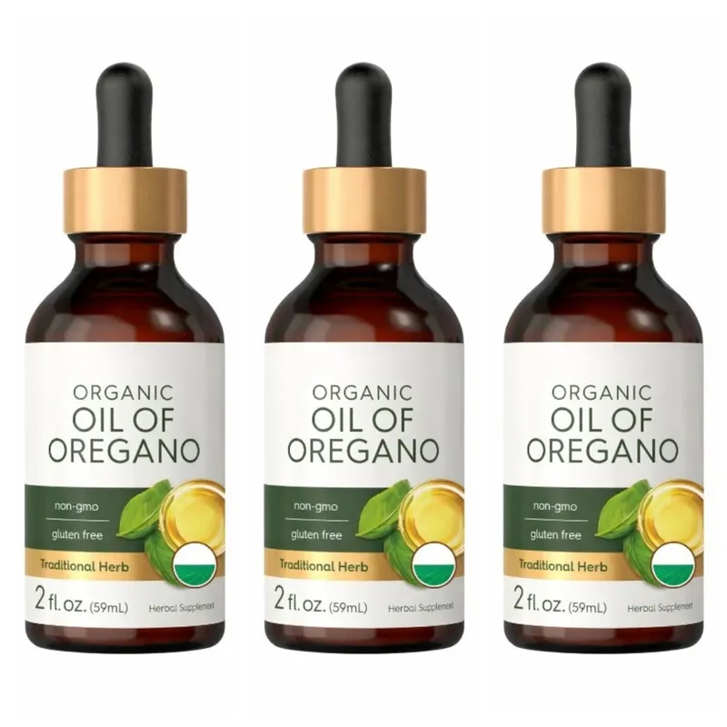 Minyak Organik Oregano Cair Tetes Suplemen Herbal Vegan Kesehatan Non-GMO Bebas Gluten Dukungan Nutrisi Harian 60Ml Per Botol