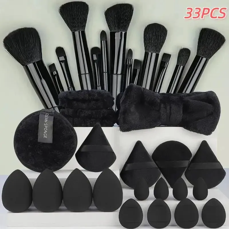 20 33Pcs Buong Makeup Tool Set na May Puff Brush Beauty Sponge Para sa Makeup Applying At Pag-alis ng Pang-araw-araw na Paggamit