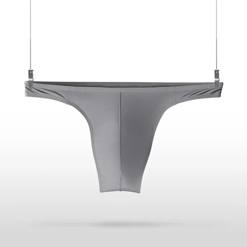 Ice Silk Thongs Men Sexy Underwear Soft Ribbed G-string Breathable Underpants Seamless Panties Male Lingerie Bulge Pouch Briefs