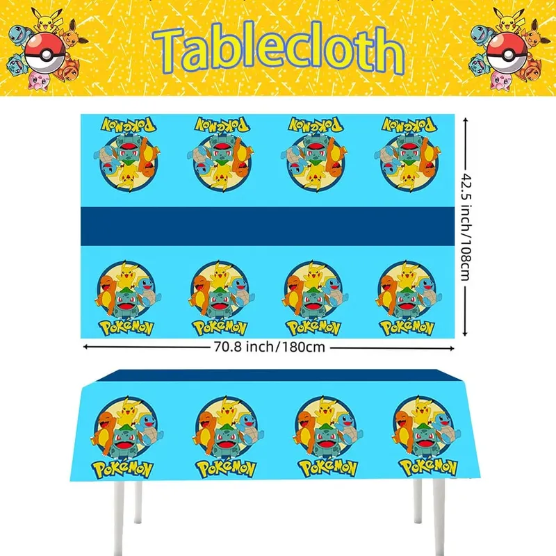 1/10Pcs Pokemon Tablecloth Birthday Dekorasyon Disposable Tablecloth Pikachu Tablecover Mga Regalo sa Kaarawan ng mga Bata Mga Baby Shower Supplies