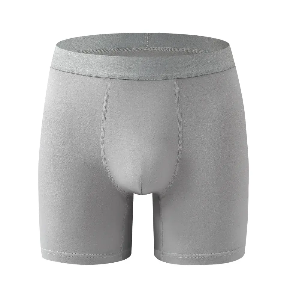 Men's Bamboo Fiber Boxer Briefs - Single Piece Soft Solid Color Underwear with Seamless Waistband & Contoured Pouch