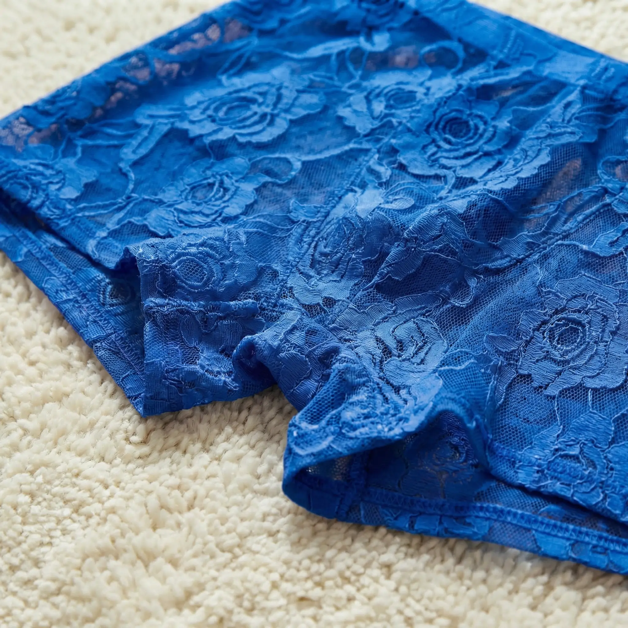 1Pc Men's Fashion New Design Sexy Lace Embroidery, High Elasticity Transparent Lace Flat Corner Underwear, Sexy, Ice Silk — image 15