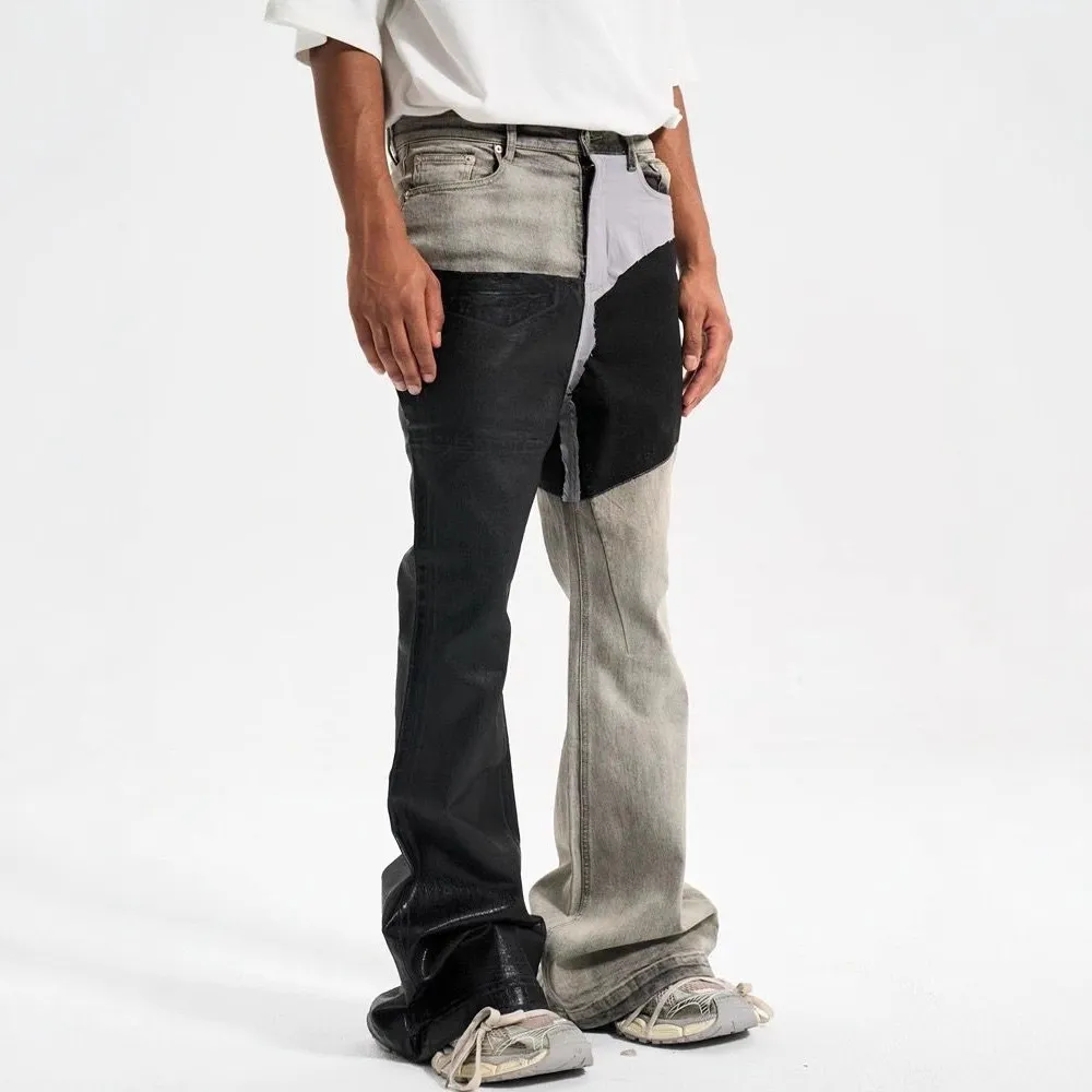 Ανδρικό χρώμα Contrast Casual Trendy Απλό Basic Slim Flare τζιν παντελόνι Four Seasons New Fashion Ανδρικό τζιν παντελόνι Streetwear