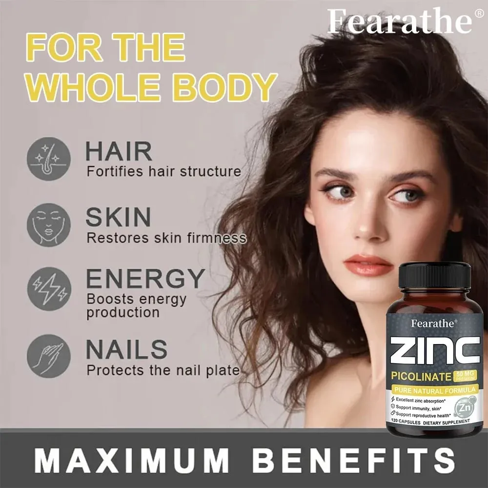 Viên nang kẽm 50 Mg - Bổ sung hỗ trợ da và móng tay miễn dịch chống oxy hóa tự nhiên Unisex
