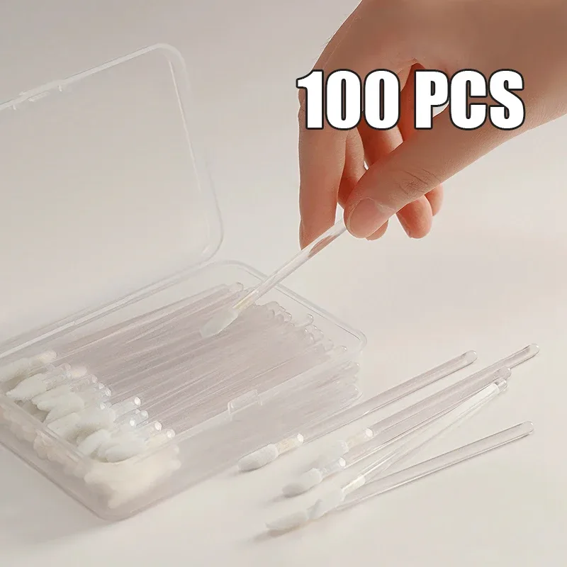 50/100 Pcs Disposable Lip Brushes Flocked Tip Makeup Brush Portable Hygienic Applicator para sa Lip Gloss Foundation Concealer Mask
