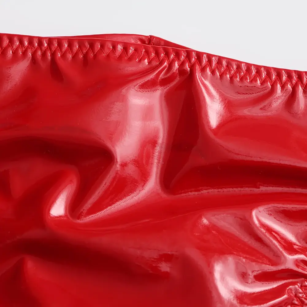 1pc Men Glossy Faux Leather Briefs Bulge Pouch Wide Waist Low Rise Underwear Erotic Lingerie Half-exposed Butt Gay Sissy Briefs