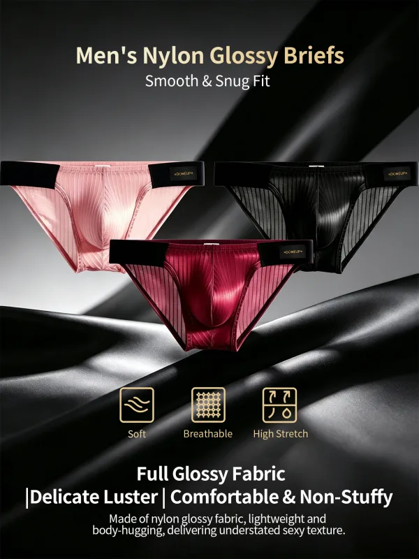New Men's Silky Mercerized Briefs Quick‑Dry Breathable Lightweight Premium Texture Gym Workout Sports Male Underpants