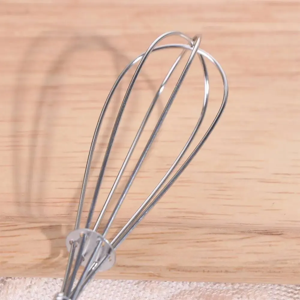 Multifunction Stainless Steel Egg Beater Wooden Handle Useful Mini Egg Whisk Portable Manual Egg Beater Baking