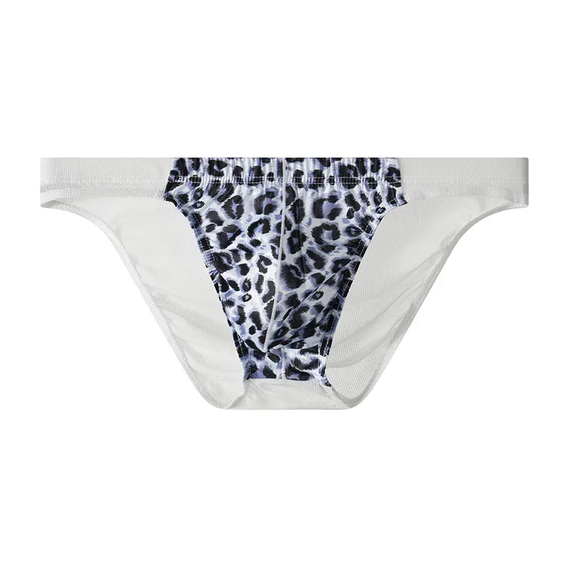 2-Piece Set! Leopard Panties Men's Net Yarn Transparent sexy Briefs Men's Trend Personality Breathable Sports Shorts