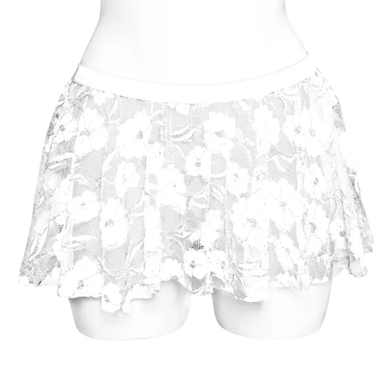 Gonna da uomo in pizzo solido a rete trasparente per lingerie bassa per gonne a pieghe a vita vedere attraverso il fondo aderente per la sera della festa