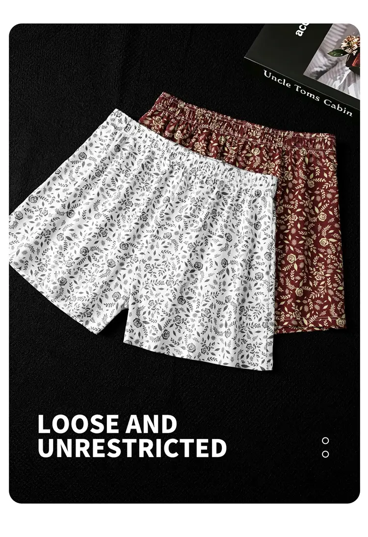 MiiOW 3/4/6Pcs Cotton Breathable Men Underwear Boxers Rose Print Man Underpants Skin-friendly Softness Mens Panties Boxer Briefs