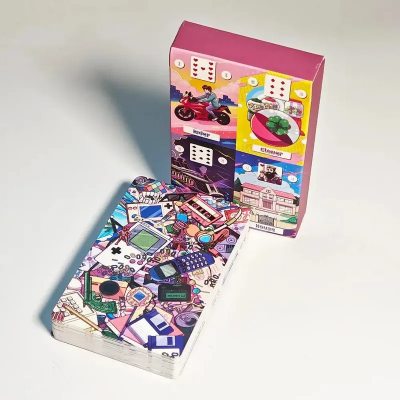 חזרה לשנות ה-80 חפיסת Lenormand 9*6 ס"מ מודפסת על 350GSM Cardstock בלט כפול 36 יחידות כרטיסי Lenormand + 2 כרטיסים מיוחדים