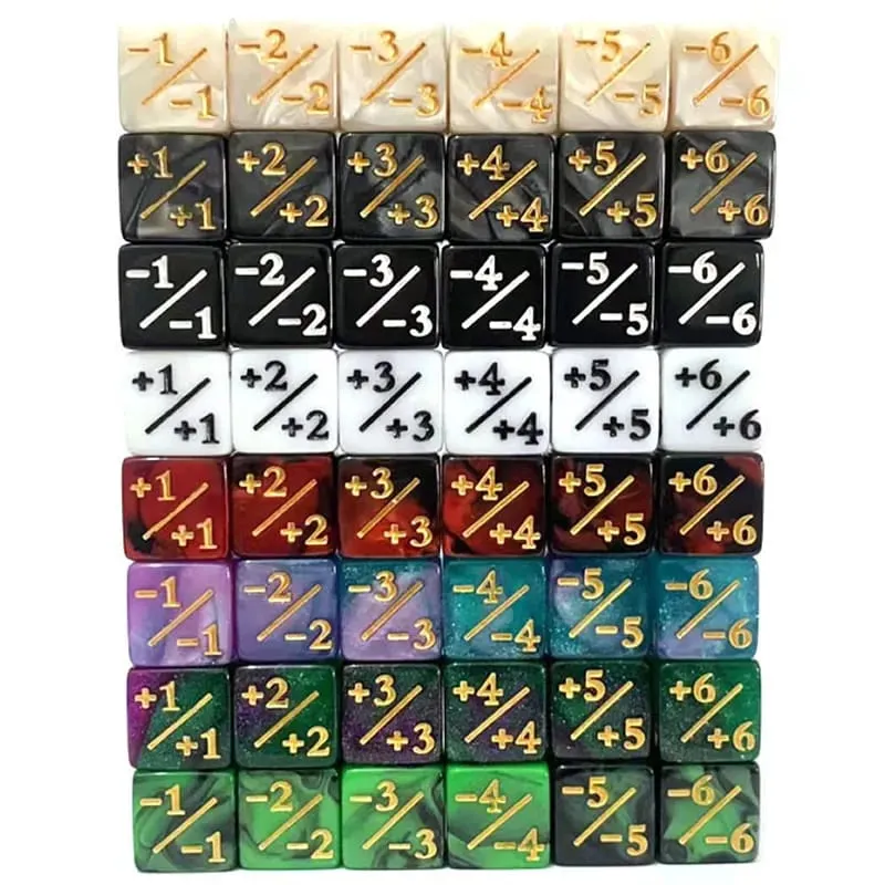 10 Buah 16Mm 6 Sisi Dadu Penghitung + 1/-1 Dadu Mainan Anak-anak Menghitung Dadu untuk Sihir Mengumpulkan Token Kartu Loyalitas Aksesori Permainan