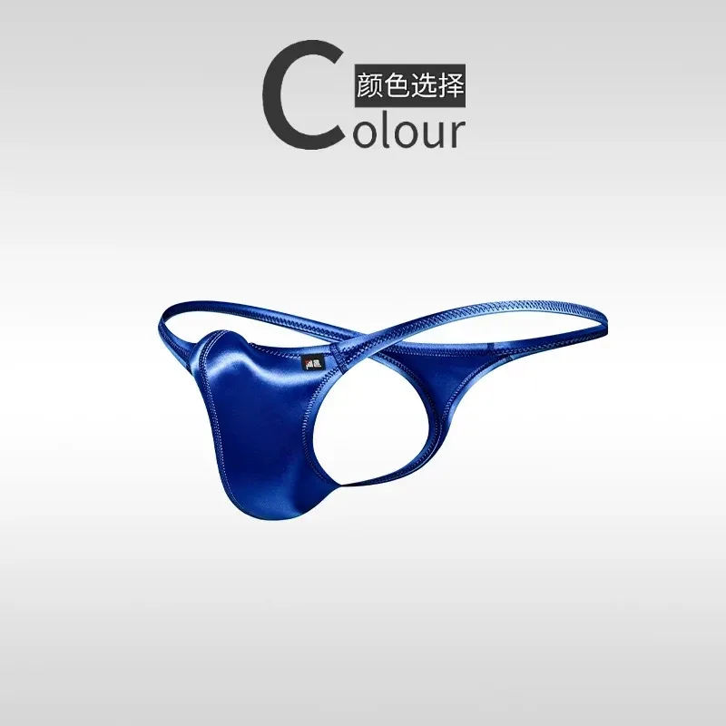 Unique Shiny Underwear Hot Men's Thongs Fully Transparent T-Pants Ultra-Thin Ice Silk Men's Fun Low Waisted Slim Fitting T-Pants