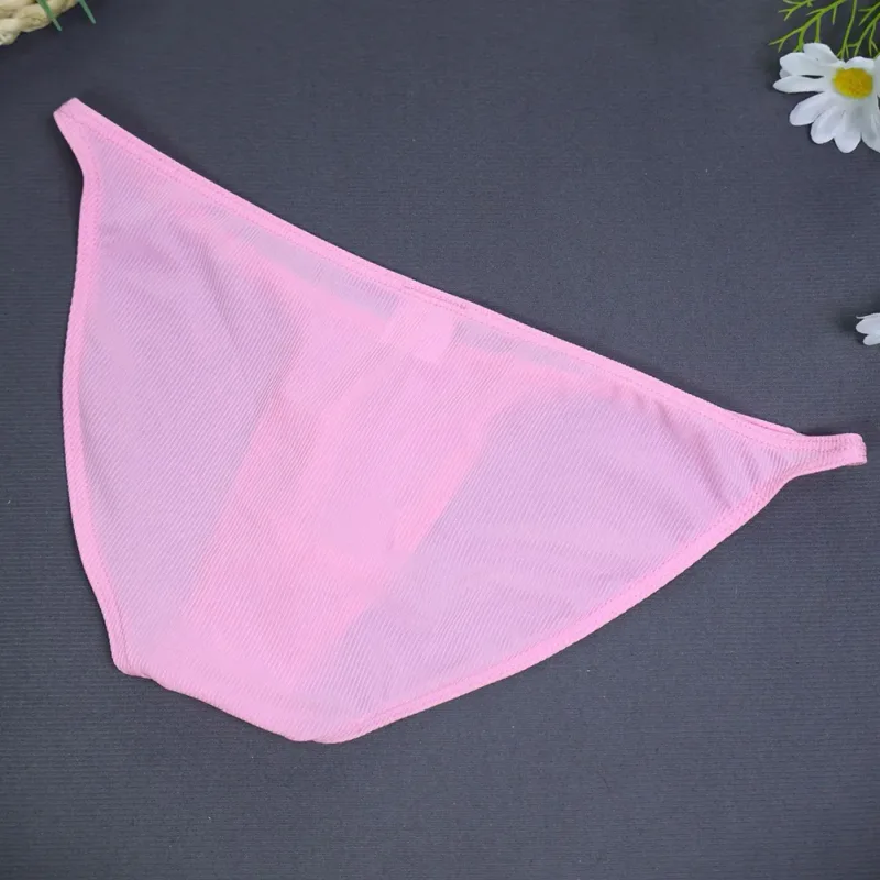 Men Fashion Ribbing Sexy High Fork Underwear Briefs U Convex Pouch Low Rise Man Comfortable Underpants Quick-drying