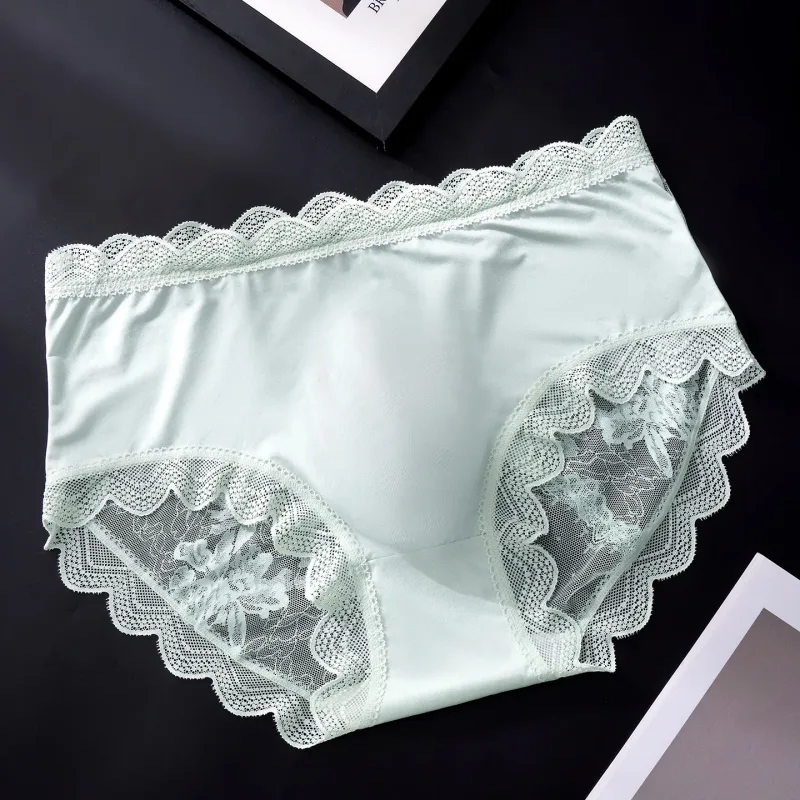 Thin Ice Silk Lace Men's Underwear Breathable Mid Waist Embroidery Comfortable Triangle Pants Traceless Hollow Out Male Briefs