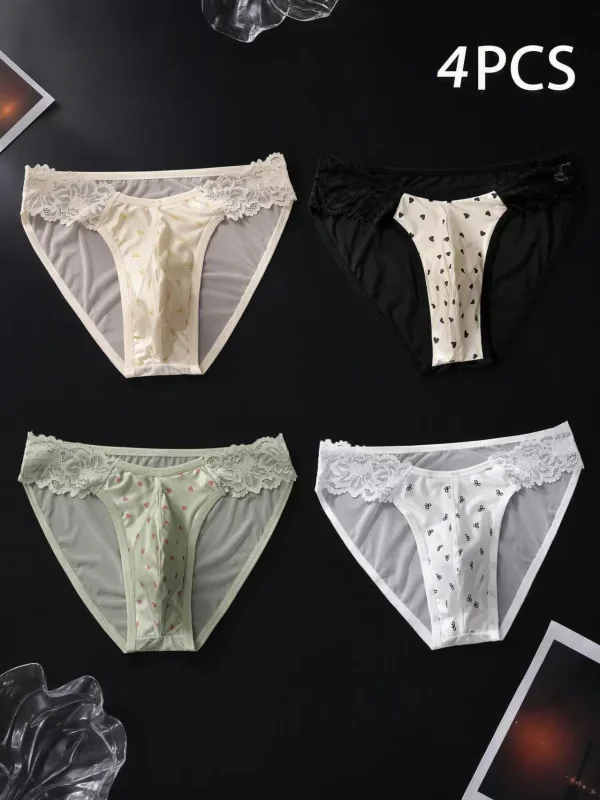 4PCSSexy Mens Seamless Panties Ice Ultra Thin Sports Fitness Bulge Pouch briefs Male Panties Low Waist 3256812833245883