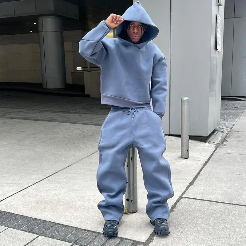 Männlich Herbst Neue 2 Stück Set Casual Solide Paar der Mit Kapuze Sweatshirt Lose Jogginghose Jogging Sweatshirt Hosen Outfits Anzüge