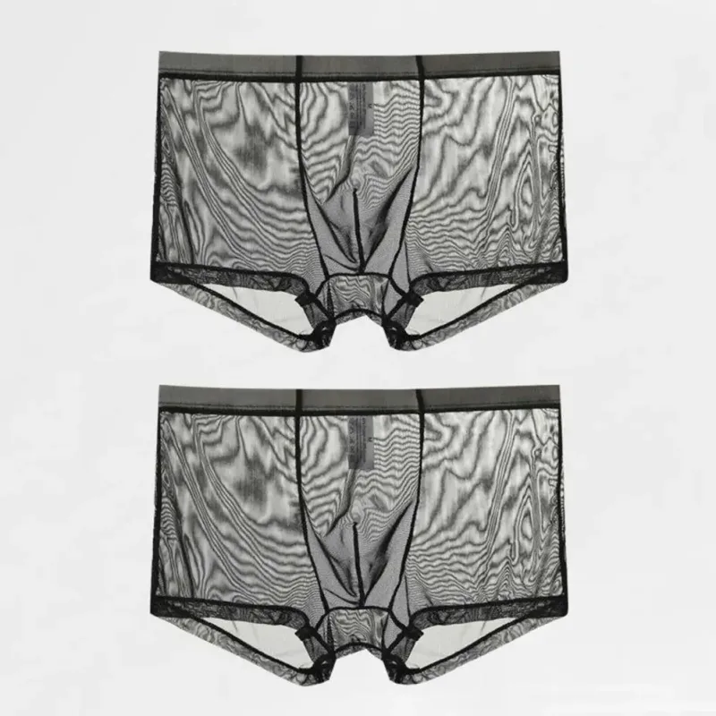 Transparante Boxers voor Mannen Doorzien Mannelijke Onderbroeken Sexy Mesh Lage Taille Ijs Zijde Dunne Koeling Heren Slipje Heren Ondergoed