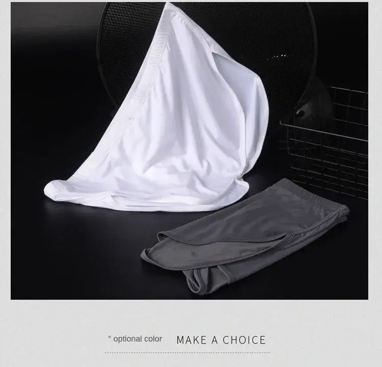 Men's Ice Silk Boxer Shorts Low Waist Breathable Underwear with Detachable Inner Lining Moisture Wicking Summer Panties