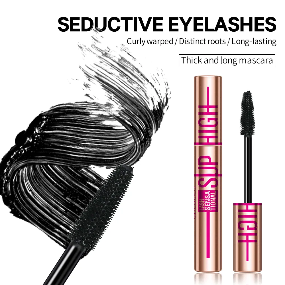 Super High 4D Waterproof Mascara - Volumizing Curling & Lengthening Formula Μαύρη μάσκαρα μακράς διαρκείας με προστασία από μουτζούρες
