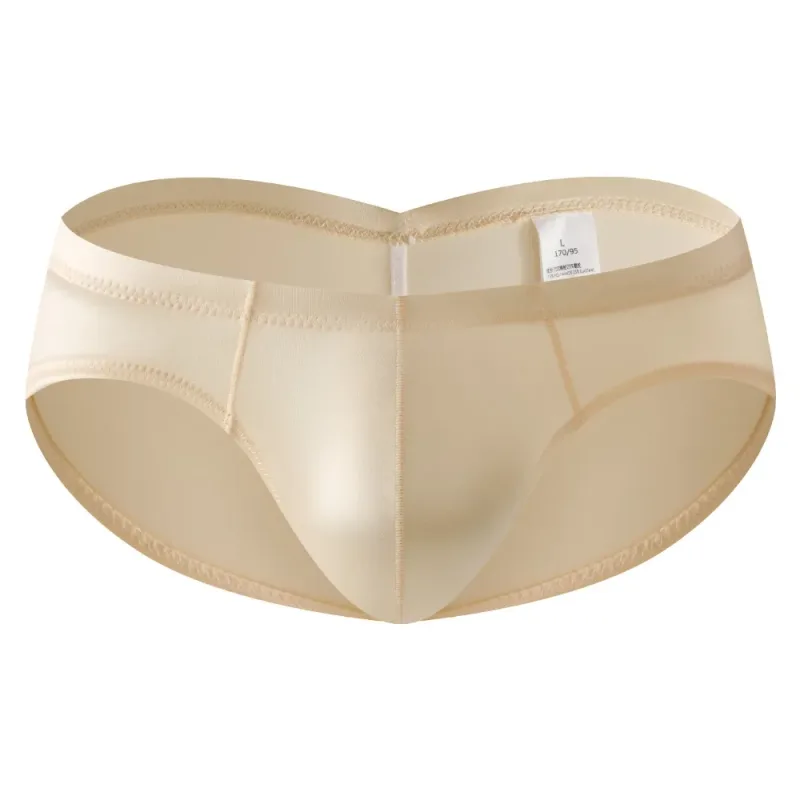 Smooth Low Waist Male Underwear Ice Silk Bulge Pouch Satin Silk Briefs Glossy Shiny Lingerie Men's Triangle Panties Youth