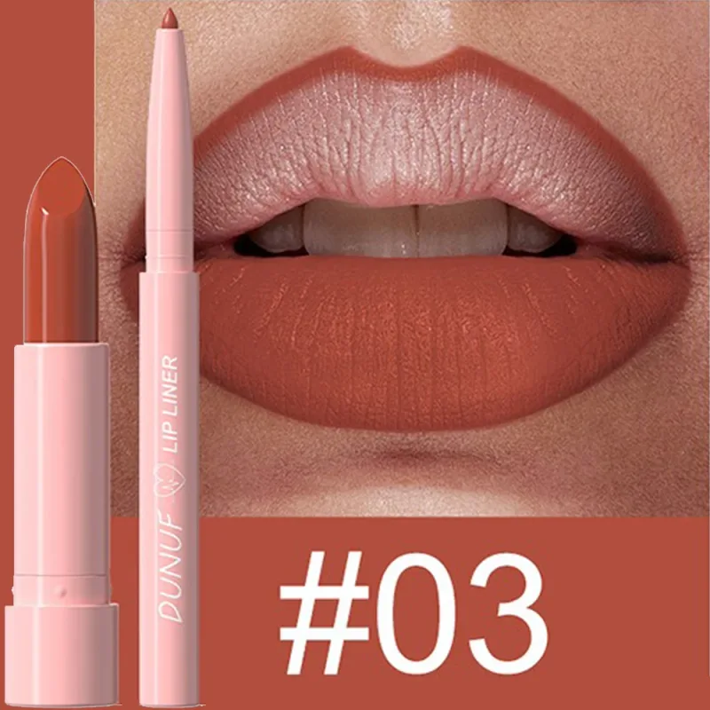 2 τεμάχια/Σετ Κιτ μακιγιάζ Lipstick+Liner Liner Matte Nude Αδιάβροχο μακράς διαρκείας, χωρίς λεκέδες, κωνική μύτη για τα χείλη Contour Pen Cosmetics