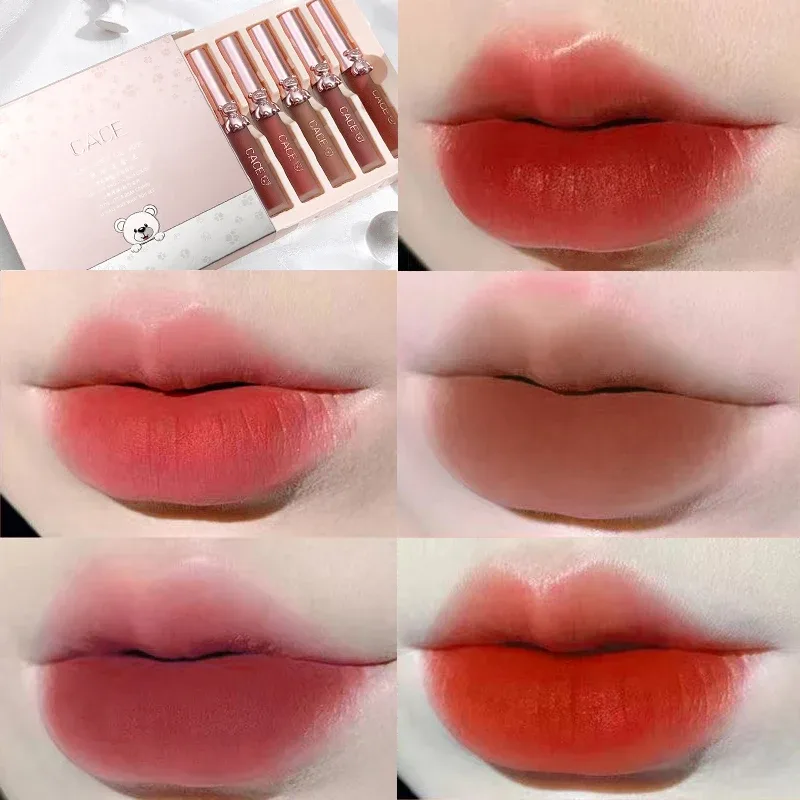 5 Χρώματα Lipgloss Σετ Μακιγιάζ Αδιάβροχο Liquid Lipstick Matte Lasting Velvet Lip Mud Sexy Red Fashion Lip Stain Cosmetics