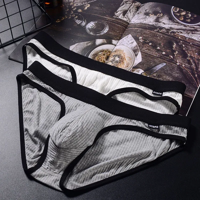 Men's Underwear U-Convex Pouch Briefs Breathable Soft Elastic Low Rise Panties For Men Daily Lingerie 2-Pack
