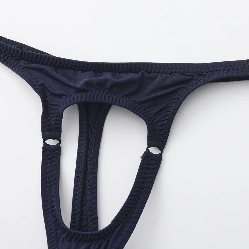 Sexy Men Underwear Thongs with Front Open Pouch Low Rise Fit High Elastic Stretch for Club Party 95%Polyester+5%Spandex