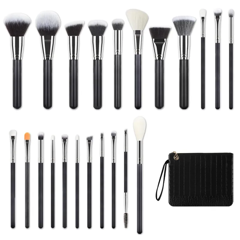 40/30/25/22Pcs Professional Makeup Brush Set na may Crocodile Storage Bag Blush Highlight Eyeshadow Brushes para sa Pang-araw-araw na Stage Makeup