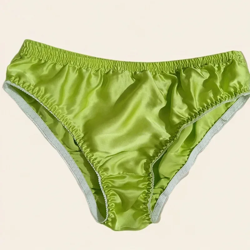 100% Mulberry Silk Men Sexy Underwear Wrinkle Briefs Breathable Male Panties Pure Silk Trigonometric Soft Man Underpants Summer