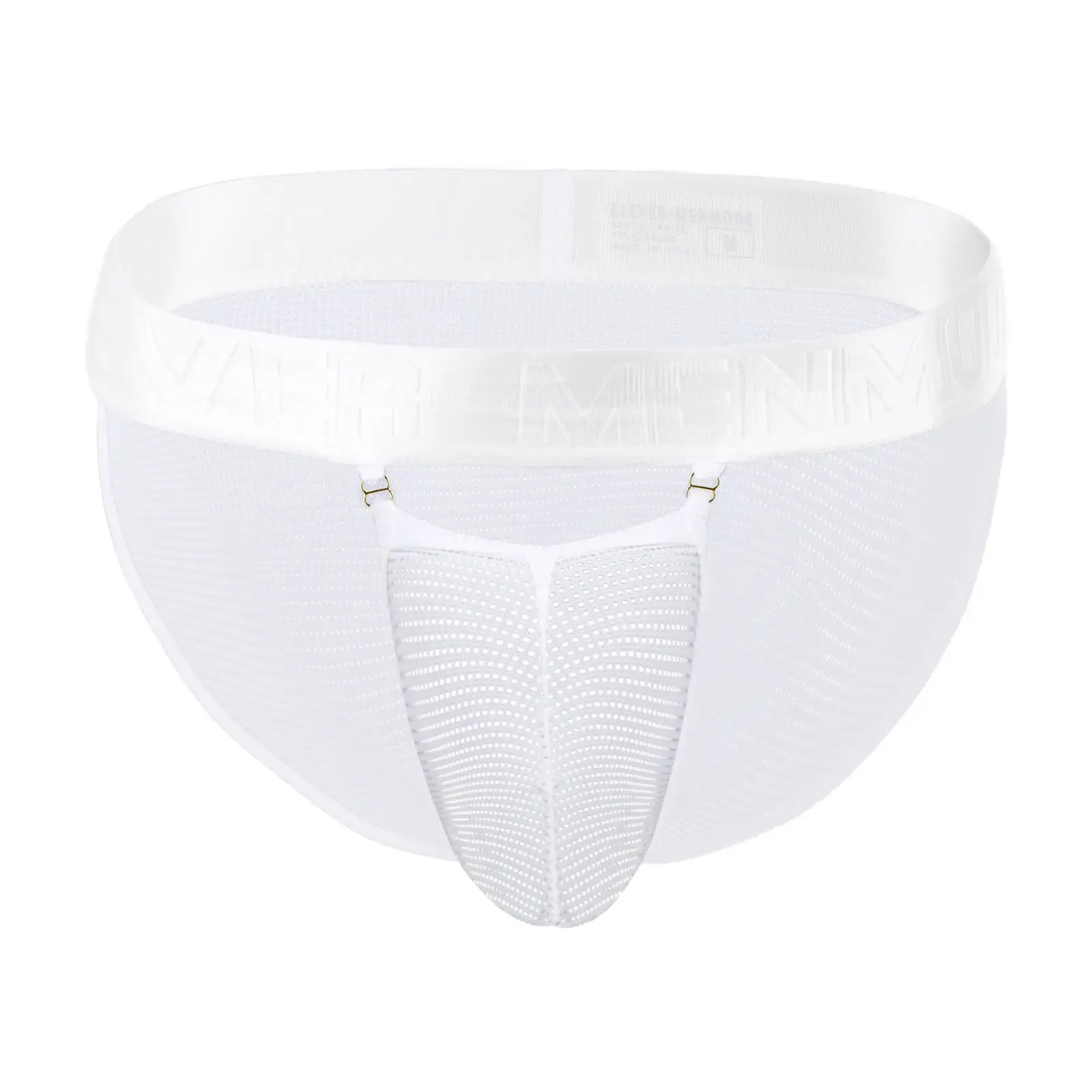 Briefs Men Underwear Hollow Pouch Mesh Underpants Man High-cut Wide Waistband Brief Metal Buckle Decor