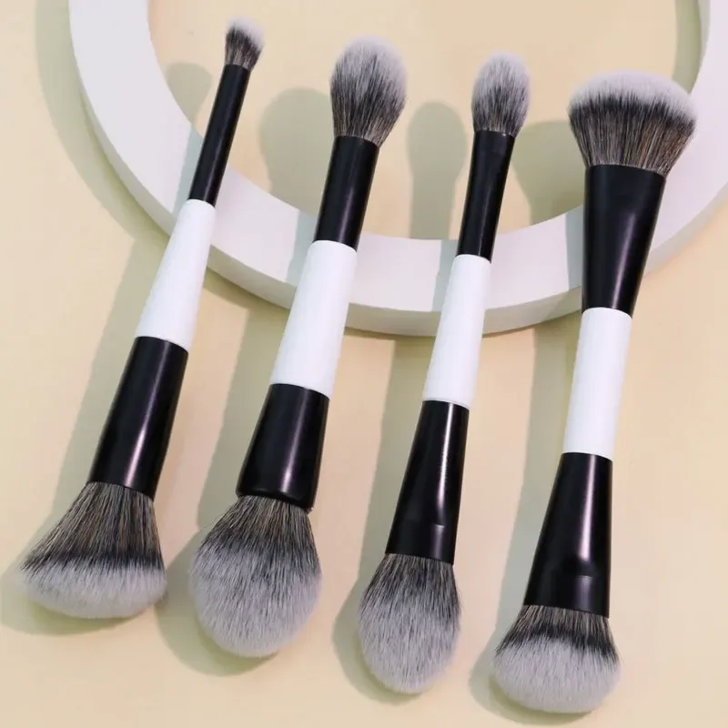 Set Kuas Makeup Berkepala Ganda F1-F4 untuk Foundation Blush Menyoroti Alat Kecantikan Kuas Kosmetik Pembentuk Wajah