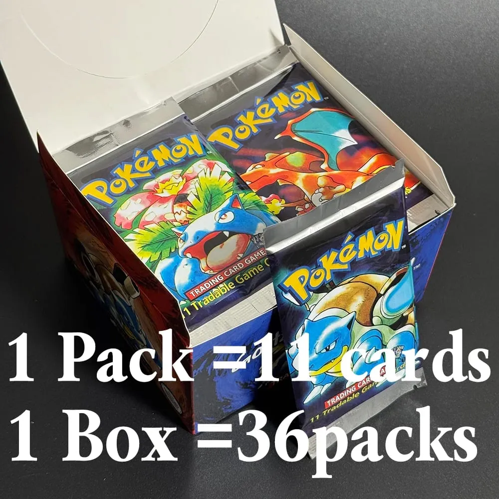 1ST Edition Base Set 1999 Booster Pack TCG Base Set Απεριόριστες κάρτες παιχνιδιών Pokemon Charizard Blastoise Venusaur PTCG Collectible