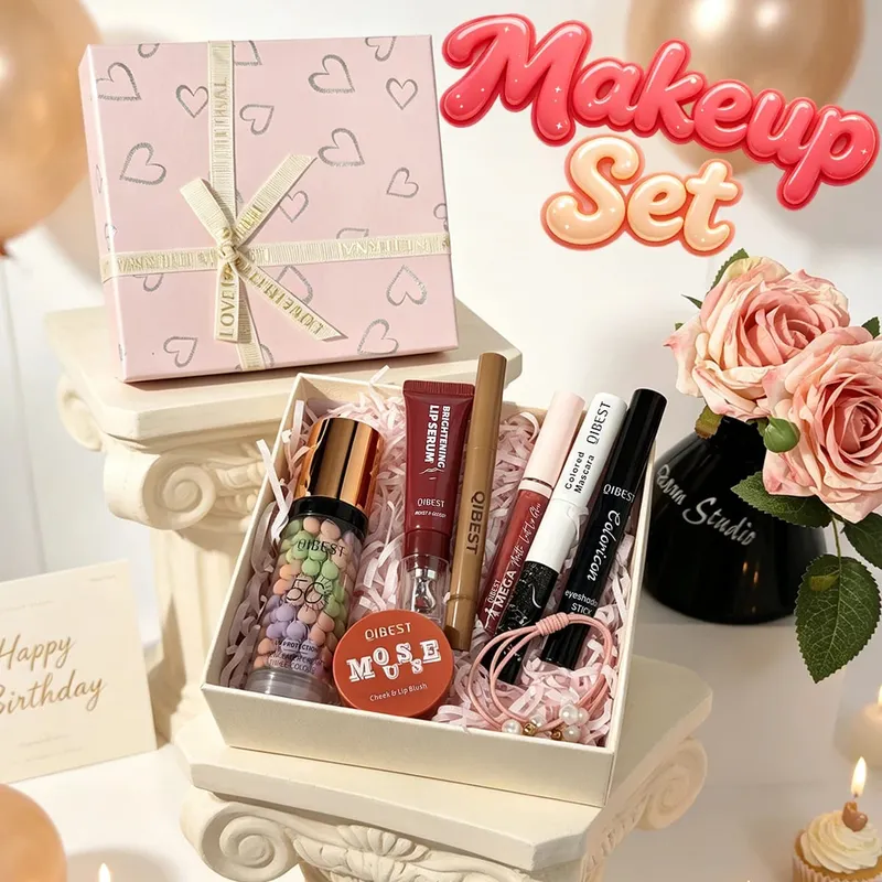 Σετ μακιγιάζ 7 τεμαχίων lip gloss lip liner ρουζ σκιά ματιών primer μάσκαρα σετ μακιγιάζ Χριστουγεννιάτικο δώρο — image 2