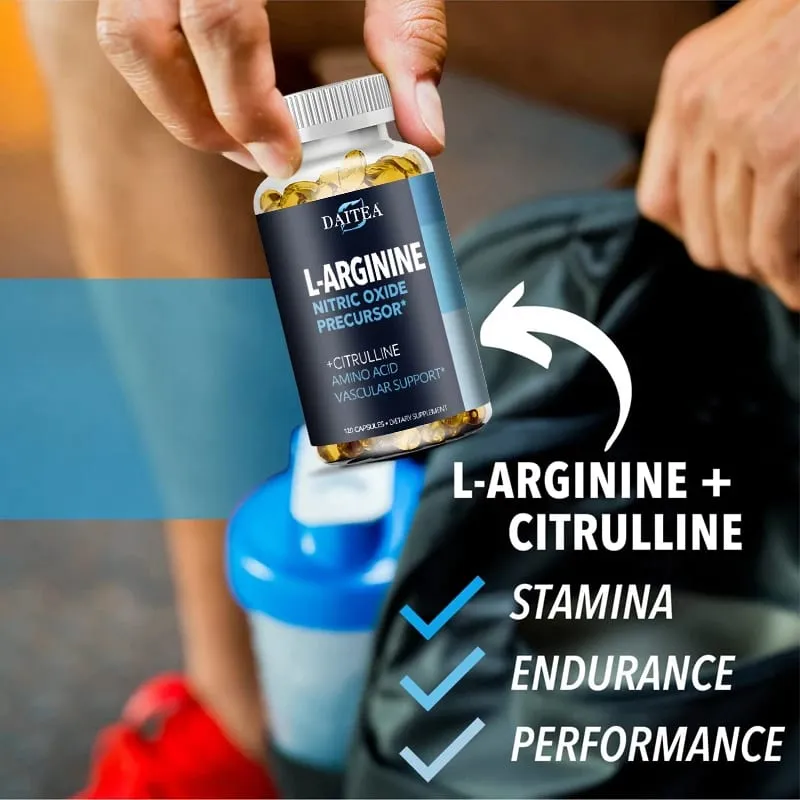 Daitea L-Arginine Supplement - Para sa lakas ng enerhiya at suporta sa pagtitiis habang nag-eehersisyo | Mass ng kalamnan Non-GMO