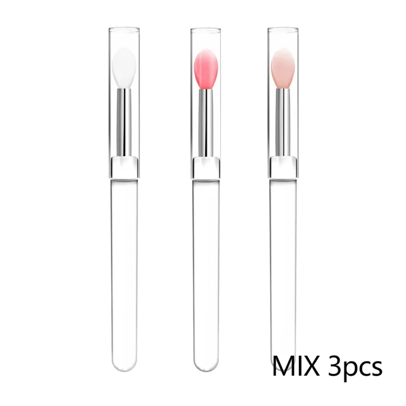 3/15 Buah Aplikator Masker Bibir Silikon Alat Lipstik Transparan Kuas Bibir Dapat Digunakan Kembali untuk Kuas Eyeshadow Lip Gloss Alat Rias