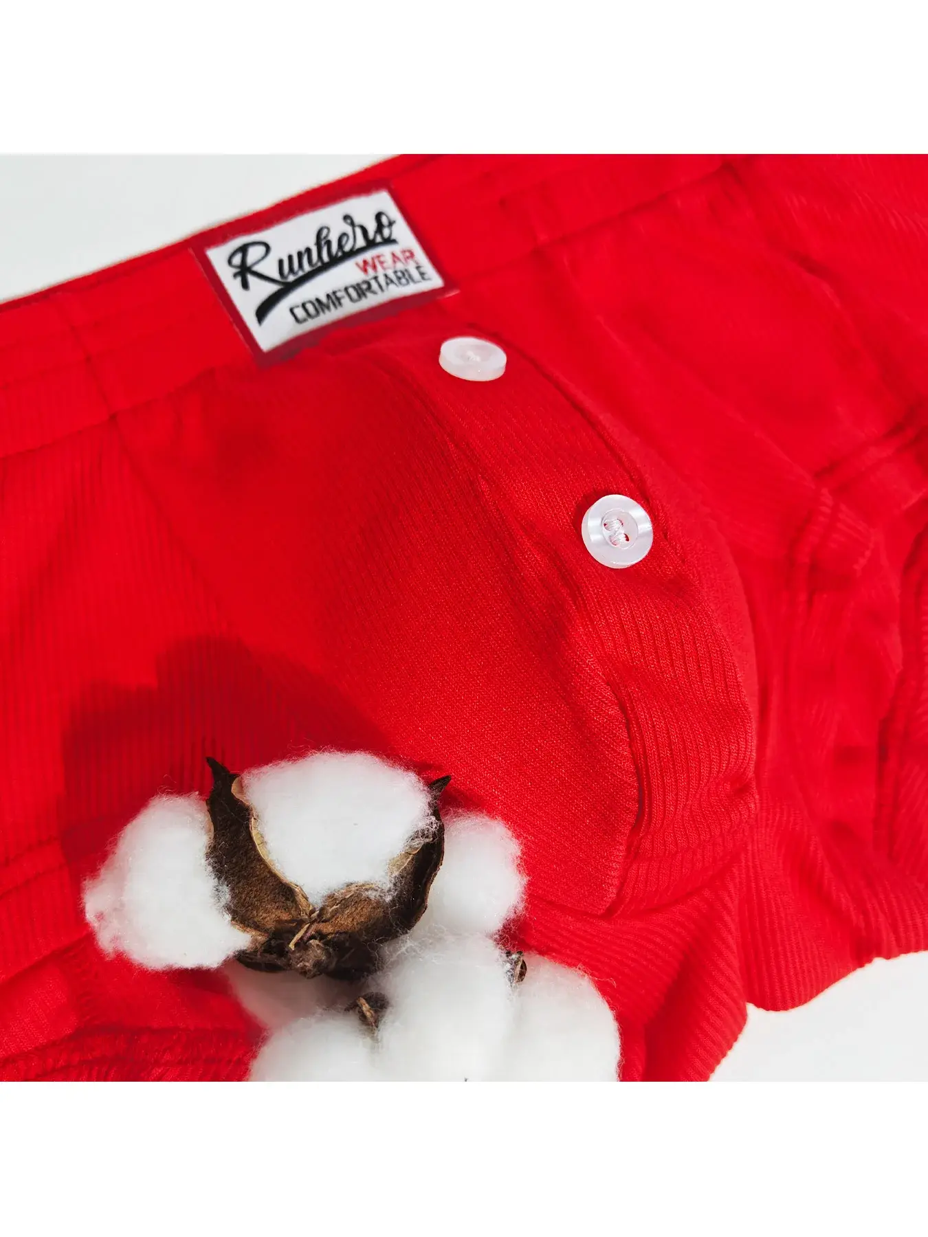 Men's Flat Underwear, Made of Synthetic Viscose, High Elasticity, Raised, Button Decoration, Comfortable Slim Fit Solid Color