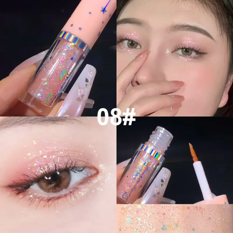 נצנצים כחולים נוזלי Eyeshdaow גליטר ג'ל מבריק מתכתי אייליינר עט יהלום שימר עמיד למים עיניים כלי איפור מסיבת יופי