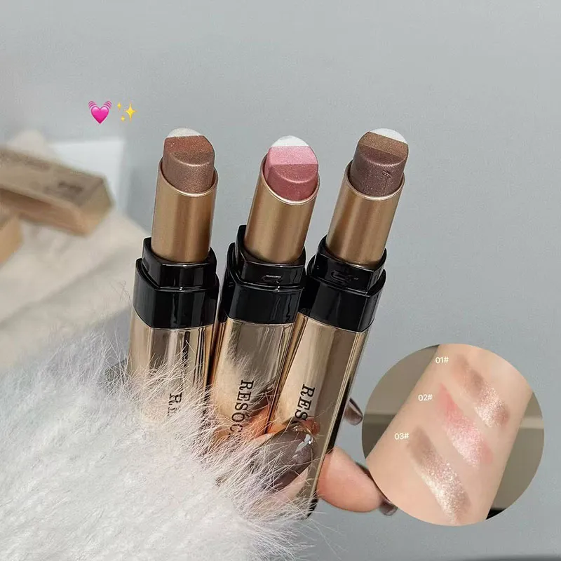3 Χρώματα Eyeshadow Stick Shimmer Glitter Cream Σκιά ματιών Αδιάβροχη διάρκειας υψηλής χρωματισμού μεταλλικό μακιγιάζ με μολύβι ματιών