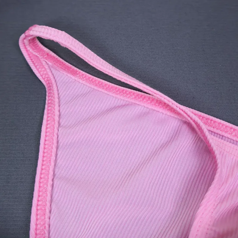 Men Fashion Ribbing Sexy High Fork Underwear Briefs U Convex Pouch Low Rise Man Comfortable Underpants Quick-drying