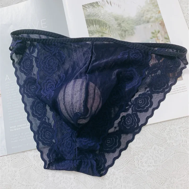 Men Seamless Lace Extreme Men's Panties Mesh Sheer Very Hot Lingerie Gay Sissy Bulge Pouch Bikini Briefs Underwear Underpants