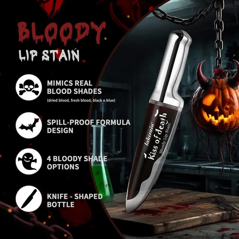 5 st Goth Halloween Makeup Set Foundation Stick Röd Tillfällig hårfärg Spray Lip Stain Ögonskugga Stick Cosplay Party Makeup