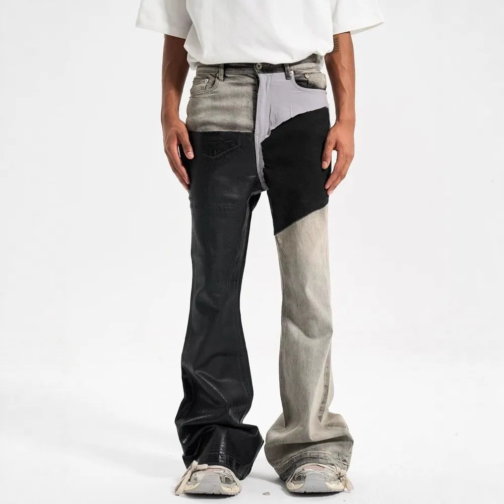 Ανδρικό χρώμα Contrast Casual Trendy Απλό Basic Slim Flare τζιν παντελόνι Four Seasons New Fashion Ανδρικό τζιν παντελόνι Streetwear