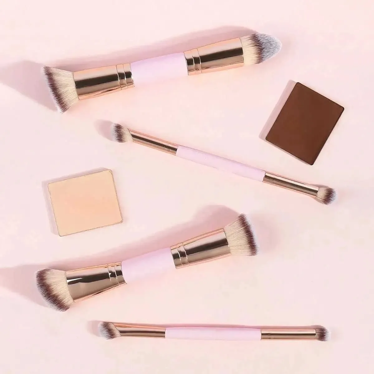 4 Dual-Kết Thúc Bộ Cọ Trang Điểm Tổng Hợp Mềm Lông Kem Nền Phấn Má Hồng Phấn Mắt Cọ Di Động Đựng Mỹ Phẩm Dụng Cụ