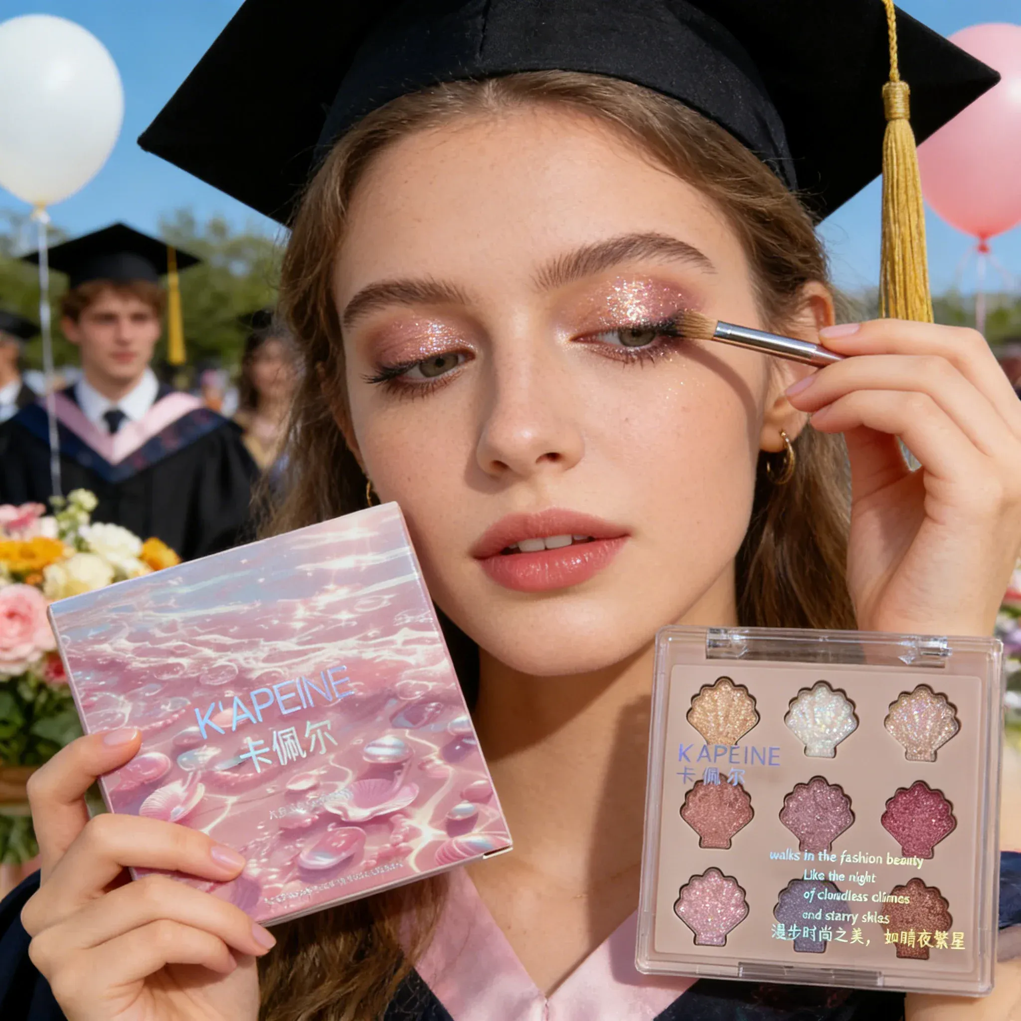 Shimmering Star Shell παλέτα ματιών 9 χρωμάτων Mermaid Sparkle Glitter Highlighter Μακιγιάζ ματιών για Graduation Party Glam