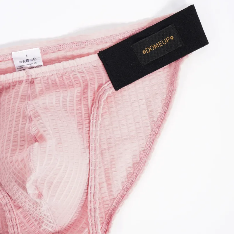 Men Vertical Stripe Mesh Bikini Briefs 3D Pouch Underwear Low Waist Elastic Waistband Breathable Male Panties DP911 3256812861254528