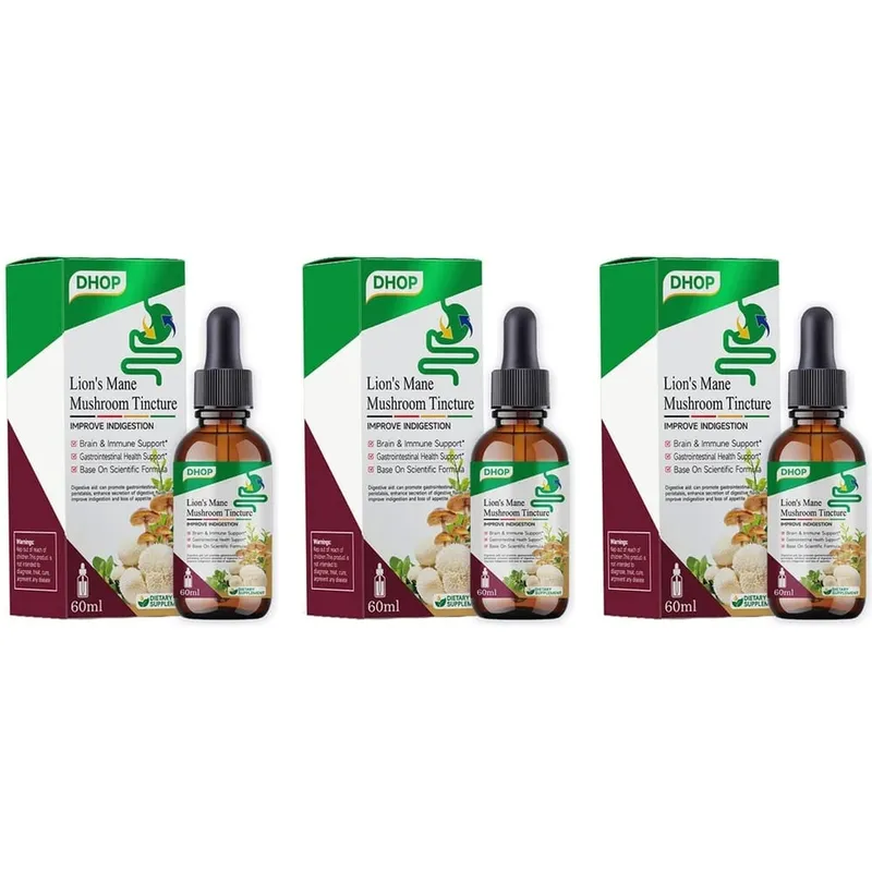 Lion's Mane Mushroom Tincture Liquid Brain & Immune Support and Gastrointestinal Health Support Lion's Mane 600 Mg 60 ML